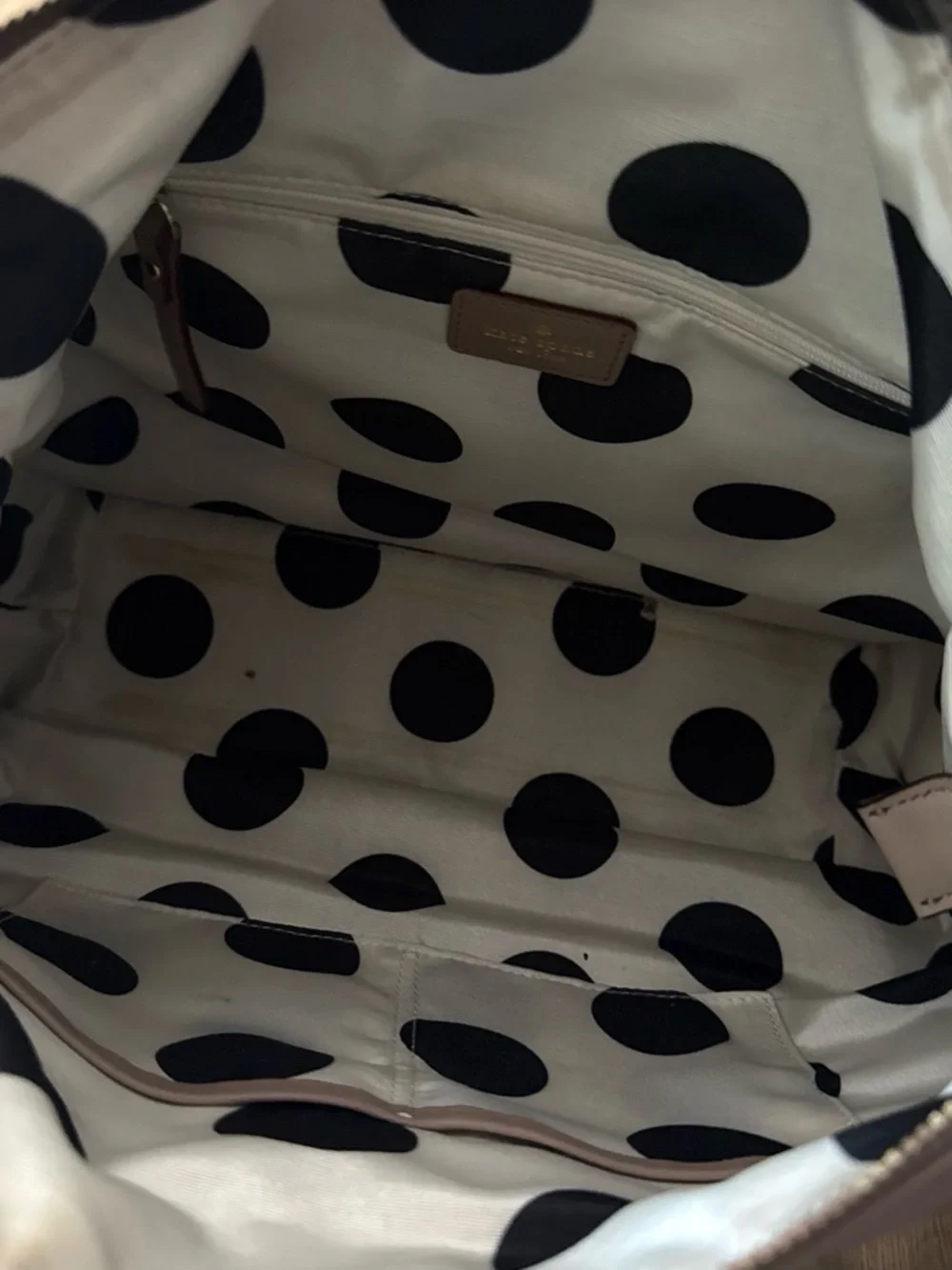 kate spade taupe leather shoulder bag with front pocket